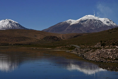 Guallatire reflected in Lago Chungar