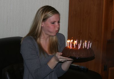 alex blowing out her birthday candles