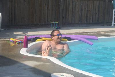 lou in the pool