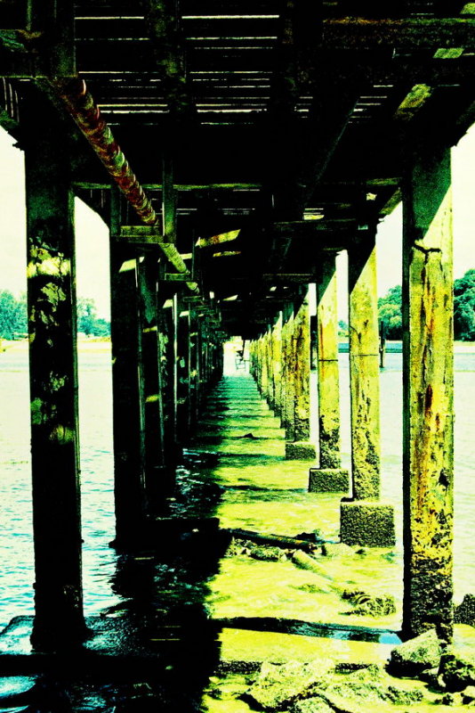 Under the planks