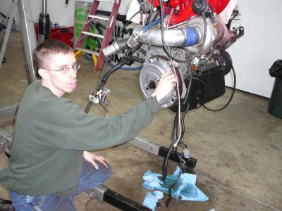 Jackson installing the 4 Puck Ceramic Clutch disc & PP