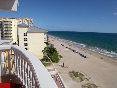 View from our patio at the Beachcomber Hotel, Pompnao Beach, Florida. (10-06)