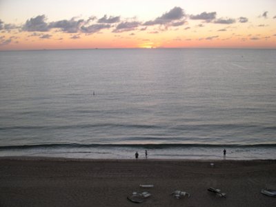 Sunrise as seen from our patio at the Beachcomber Hotel, Pompano Beach, Florida. (10-06)