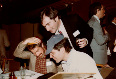 Fraternity reunion - Brooklyn College: Seated (l. to r.) are Joel & Bob; standing is Elliott. Ben is on the right (circa 1990)