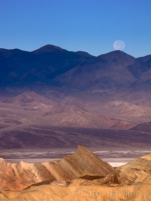 Sunrise and Moonset over the Sierra Mountains, from Zabriskie Point