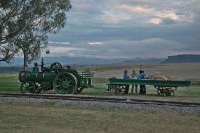 A steam tractor and trailor