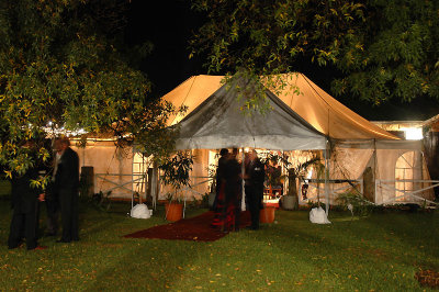 The tent with the red carpet