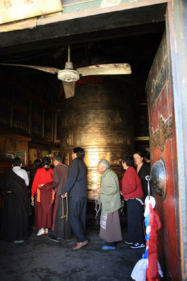 Large Prayer Wheel at Jokhang Temple