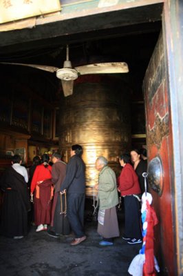 Large Prayer Wheel in Jokhang Temple