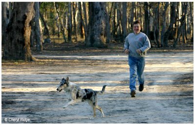 9899- early morning leg stretch at our campsite