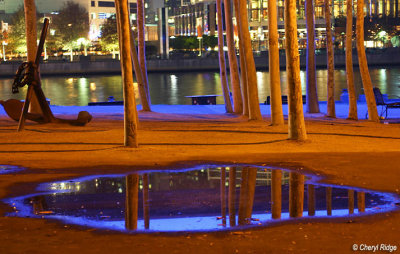 0707- night time reflections near yarra river southgate melbourne