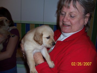 The opposite of our big Buddy - - a little, light colored female!