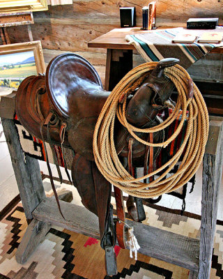 Western saddle & lariat