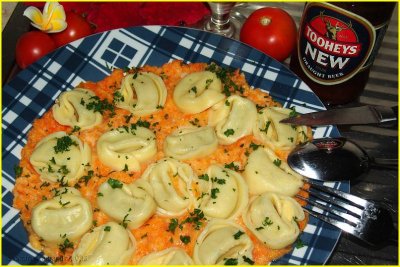 mash potatoes/carots - torteloni - purée