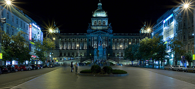 Wenceslas Square, National Museum by night