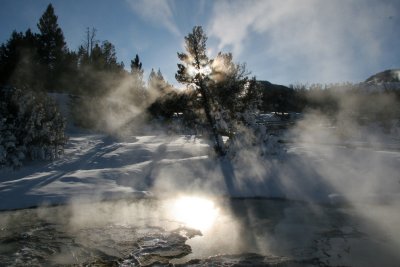 Sunlight and steam at Mammoth