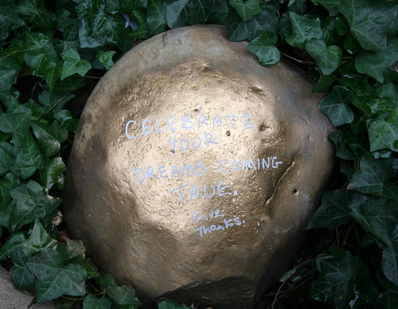 Sidewalk Garden - Message on a Golden Rock