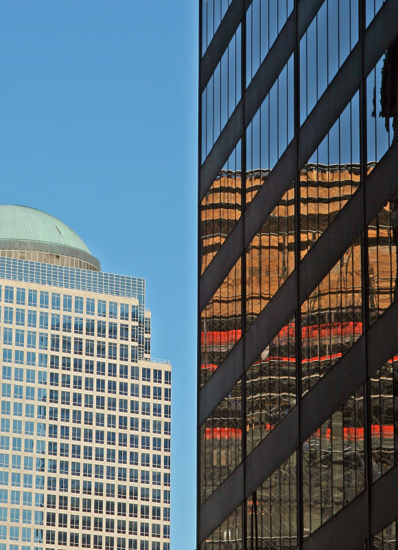 2 World Financial Center & Deutches Bank Demolition at Ground Zero Reflection