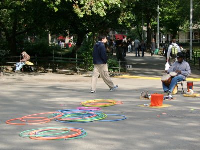 Musician with Hula Hoops