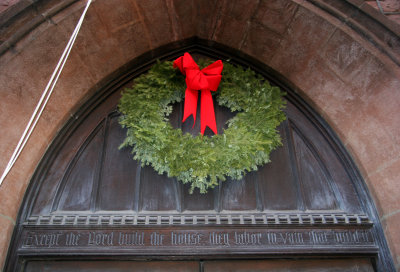 Christmas Wreath - Ascension Church Main Entrance