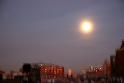  Moon Setting  with an Abstract Skyline - West Village