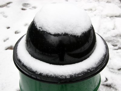 Snow on Trash Can