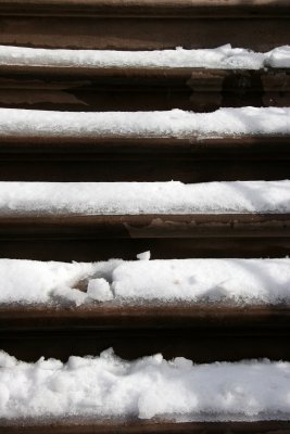 Snow on Stoop Stairs
