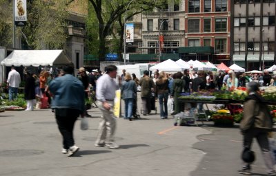 MTA  1 Bus Ride Window Shots - Union Square at the Farmers' Market