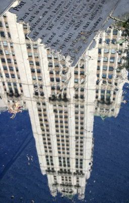 Woolworth Building Reflection in a Water Puddle - City Hall Park