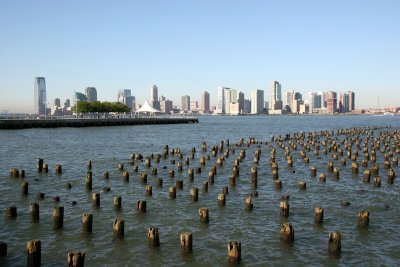 Jersey City Skyline & Hudson River Pier Pilings