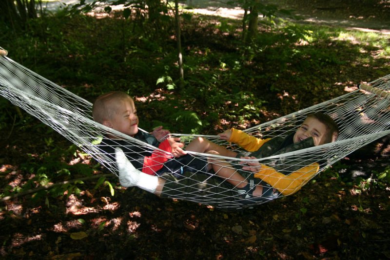 Edward and Michael in the hammock.