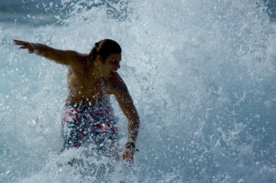 Standing Boogie boarder at Kapahulu Groin 2