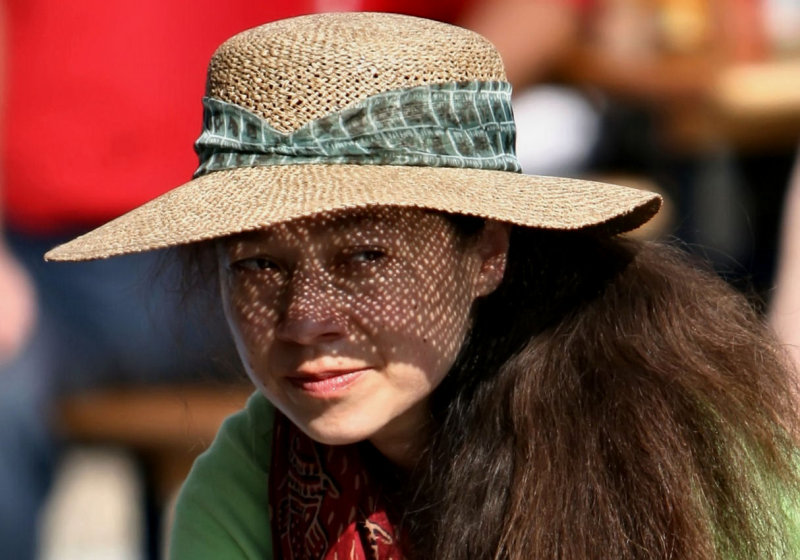 hat , hair and shadows