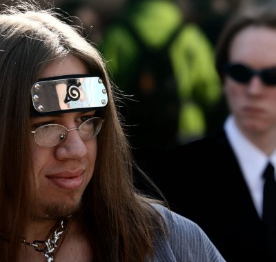 gothic hippie and his body guard