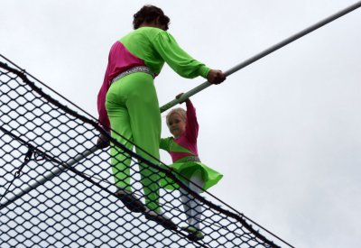 her first steps on the rope