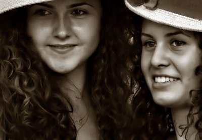 hats, curls and smiling faces