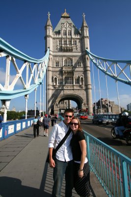 Cute tourists on the Tower Bridge
