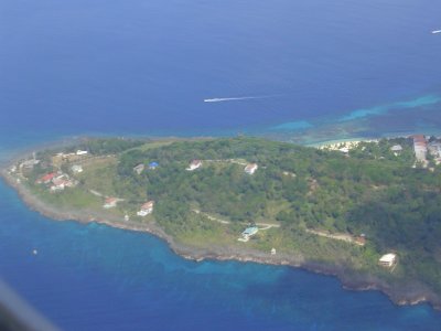 The Southwestern tip of Roatan from the air