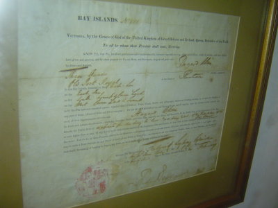 British document from the 1800's giving land rights to Roatan
