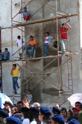 The scaffolding that is being used to restore one of the cathedrals makes for a nice viewing platform