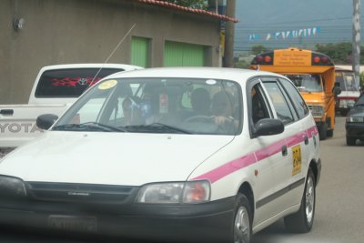 Danl is painted pink, so it's fitting that their taxis have a pink stripe too.