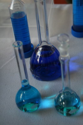 I don't know why they had blue food coloring in these beakers, but it made for a nice picture