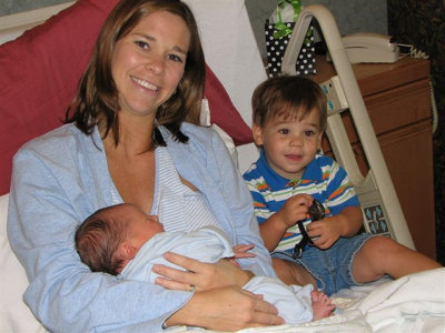 Happy Mommy and big brother Hutton with Colton