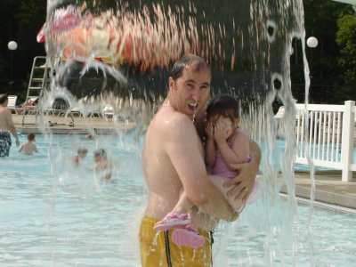 No daddy, not under the waterfall!