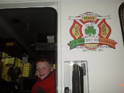 Patrick at the Ghostbuster's Firehouse FDNY 8 Truck in Tribeca