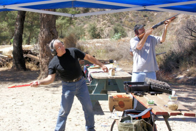 Al preparing to throw a Clay Pigeon