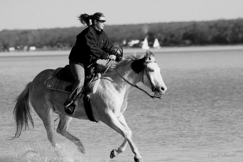 RUNNING IN THE WATER B&W