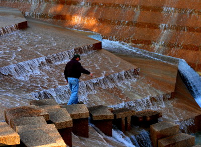 FORT WORTH WATER GARDENS - ON A COLD SPRING DAY