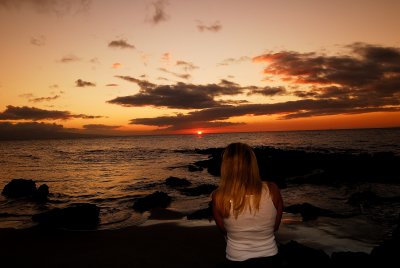 Watching Sunset, Kihei Beach, Maui