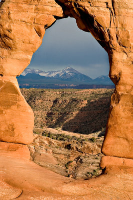 The LaSal's through Delicate Arch